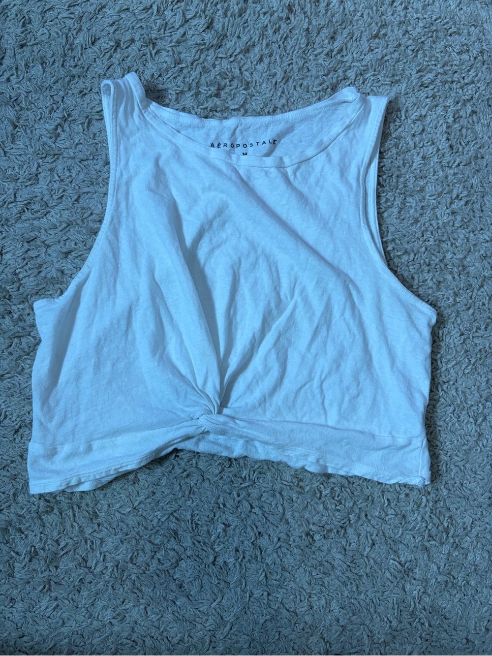 Aeropostale White Knotted Crop Tank